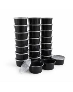 Ecogate 7 Round Plastic Microwavable Container Sets- White -7-32oz/ Black