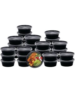 Ecogate 9 Round Plastic Microwavable Container Sets- Black